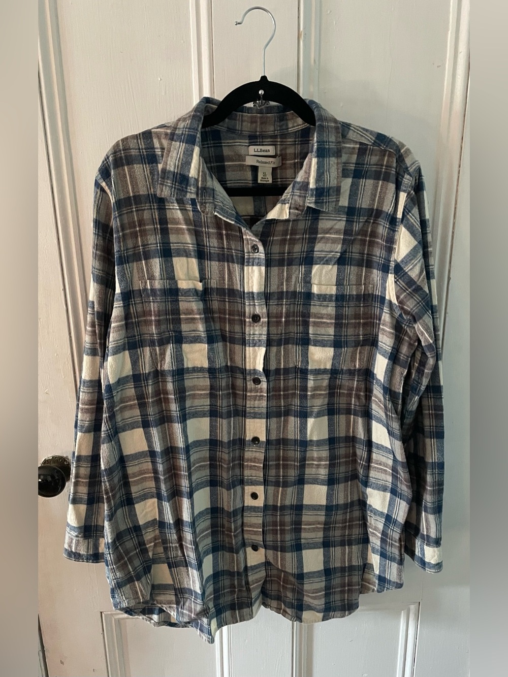 L.L. Bean Women's Scotch Plaid Flannel Shirt, Tunic 100% Cotton Size XL